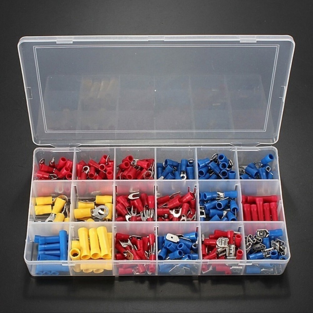 300pcs Assorted Insulated Electrical Wire Terminals Crimp Connectors Spade Kit