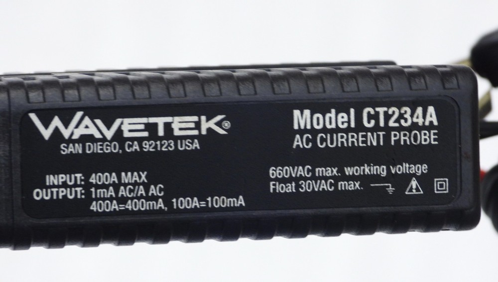 WAVETEK CT234A AC CURRENT PROBE CLAMP 400A MAX (OUTPUT 1MA AC/A AC) 660VAC