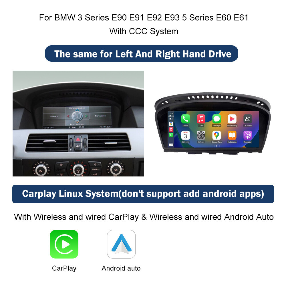 For BMW With CIC 3 5 Series E90 E91 E92 E93 E60 E61 Wireless CarPlay TouchScreen