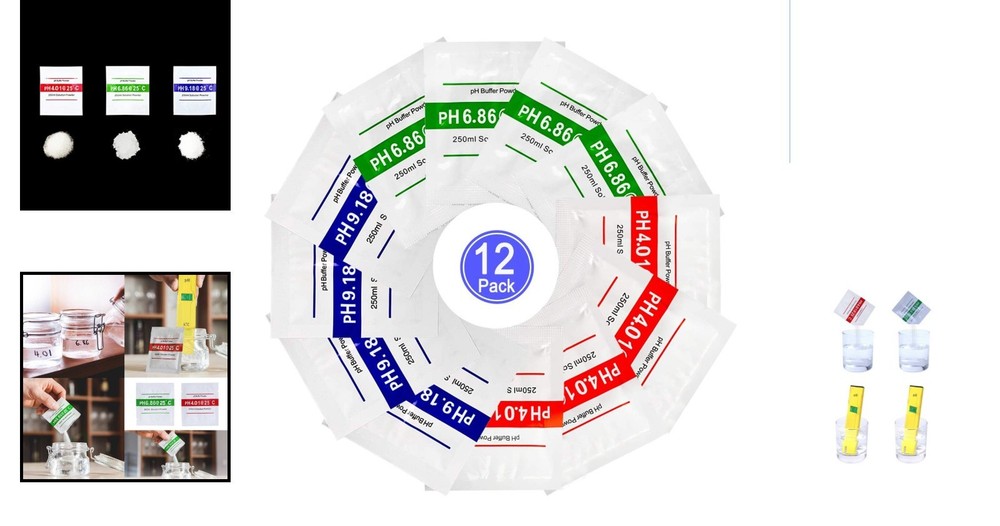 High Precision 12 Pack pH Buffer Solution Powder for Calibration 6.86/4.01/9.18