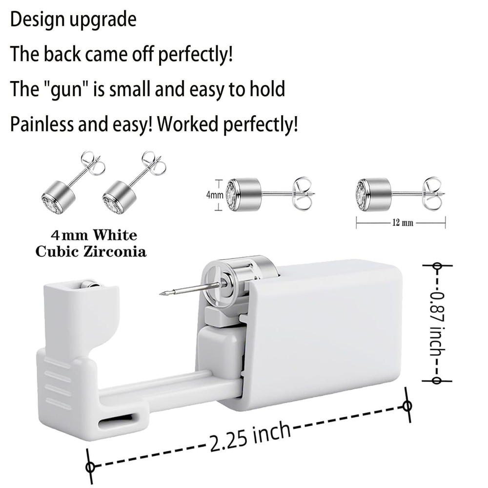 Ear Piercing Kit, Disposable Gun with Preloaded Stud, at 4mm