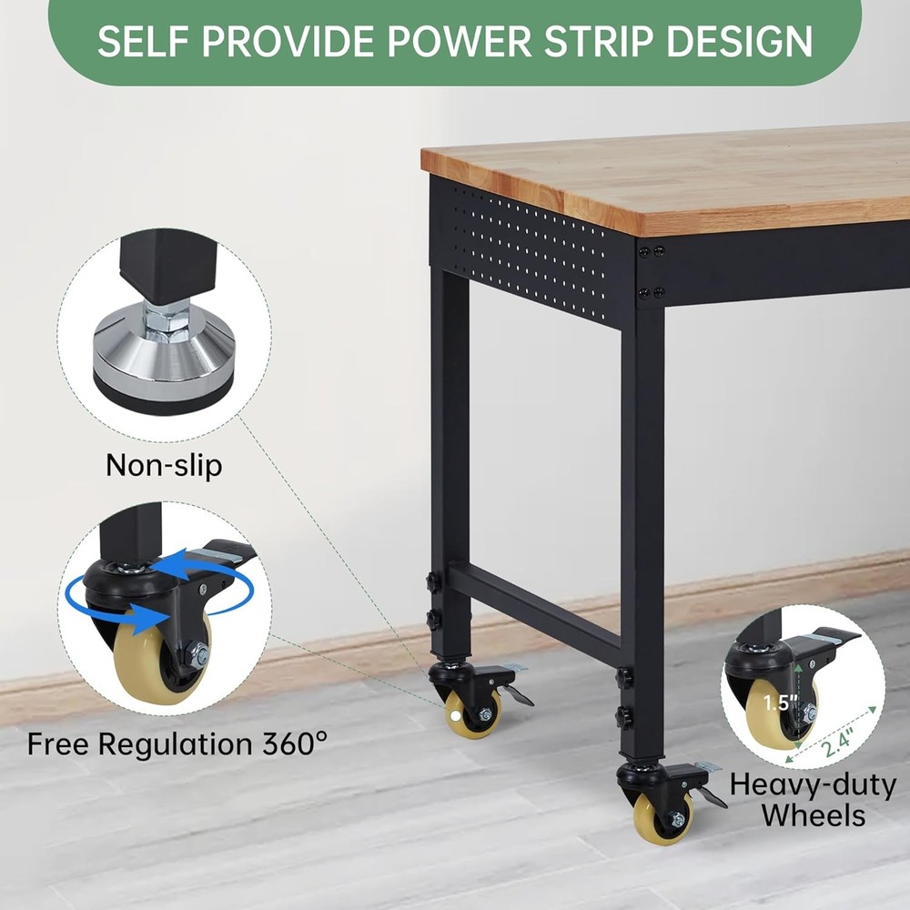 48" x24"Heavy-Duty Adjustable Workbench 2000 LB Capacity Garage Work Table