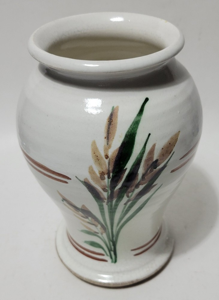 Signed Studio Pottery Art Vase Has With Floral Design