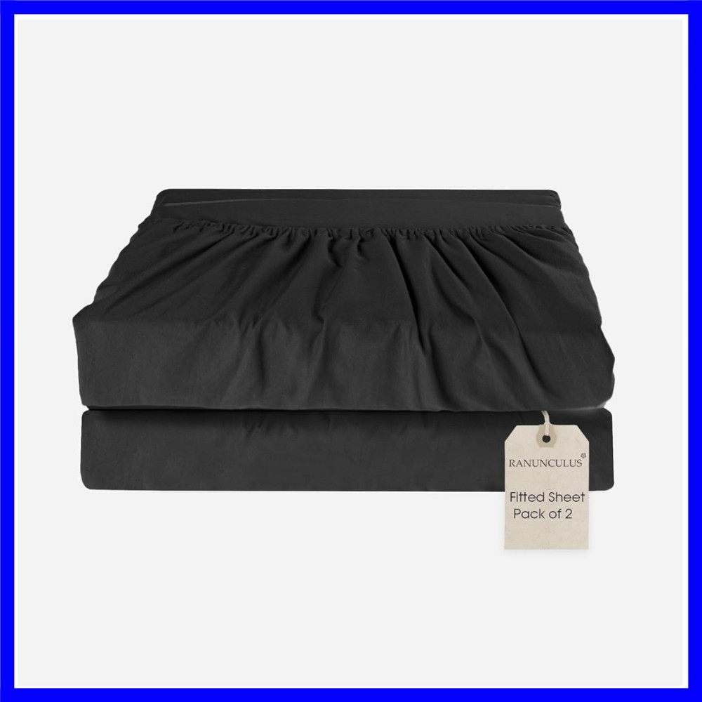 16" Prewashed Deep Pocket Fitted Sheet King Size - Pack of 2 Bed Sheet - Soft...