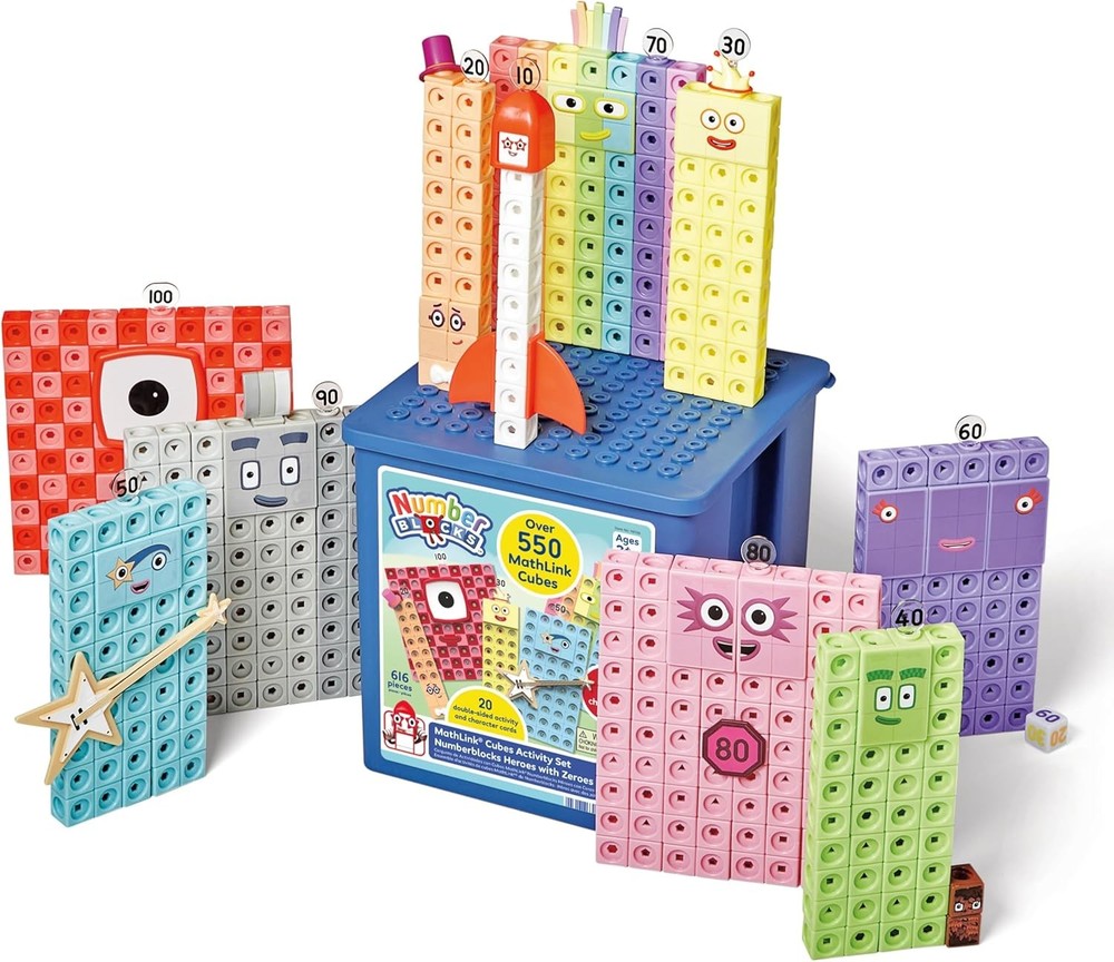 hand2mind Numberblocks Heroes with Zeroes MathLink Cubes Activity Set,...