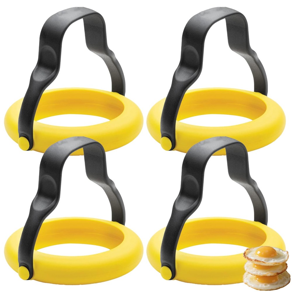 4 Pack Silicone Egg Rings for Cooking Nonstick Fried Egg Molds Reusable