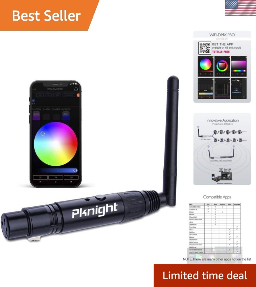 Compact 2.4G Wireless DMX Controller with Wi-Fi, 1,500 ft Range & Artnet Support