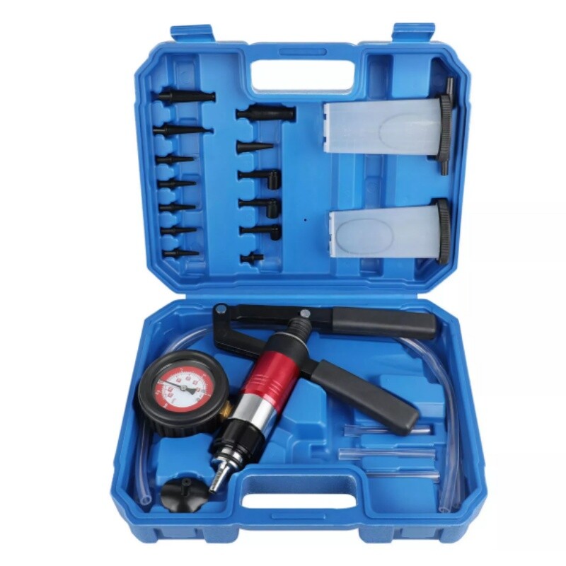 Hand Held Vacuum Pressure Pump Tester Set Brake Fluid Bleeder Bleeding Kit +Box