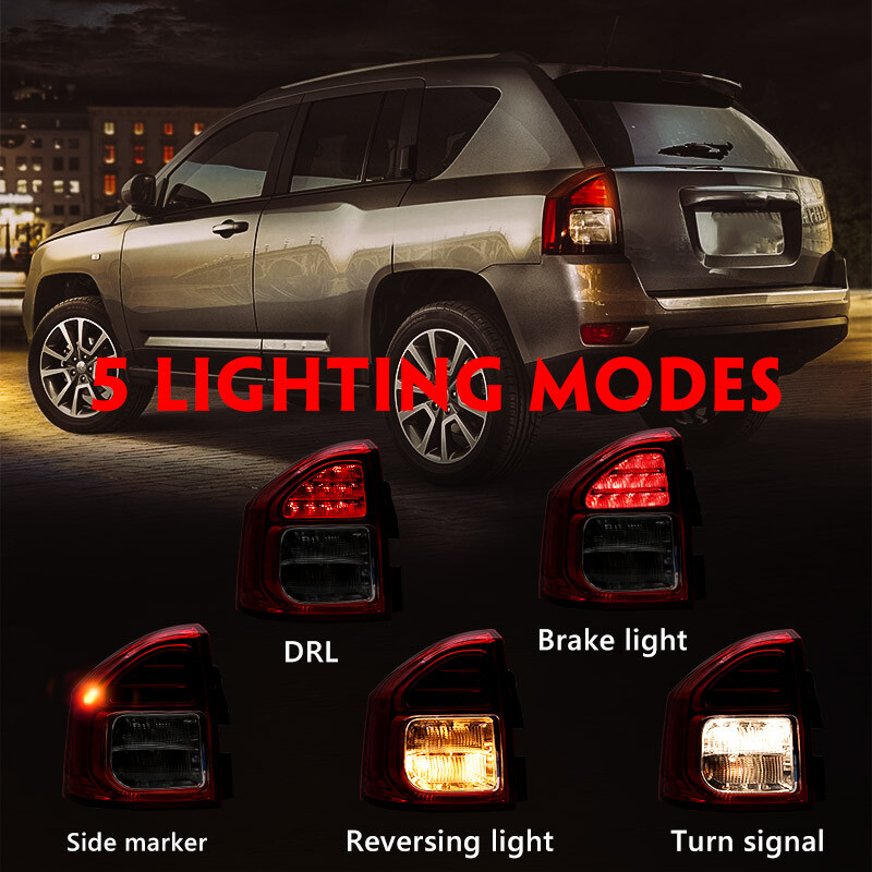 Pair For 2014-2017 Jeep Compass LED Tail Lights Rear Lamps Assembly Left & Right