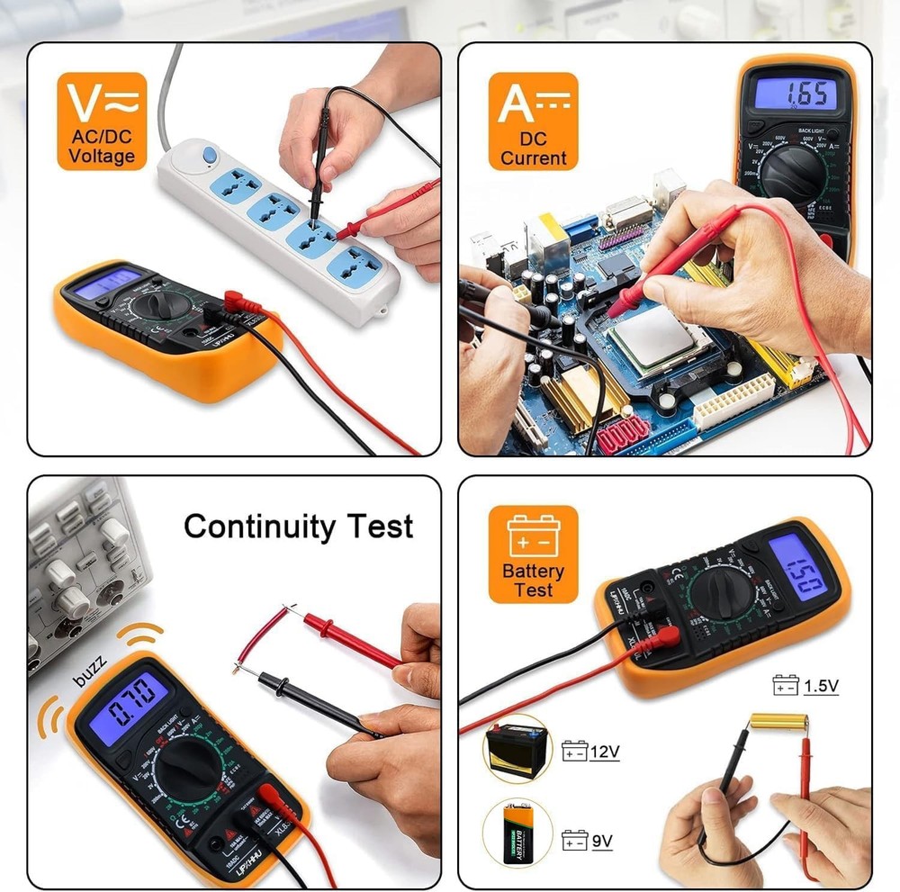 Digital Multimeter: 2000 Counts Voltmeter, Continuity & Diode Tester