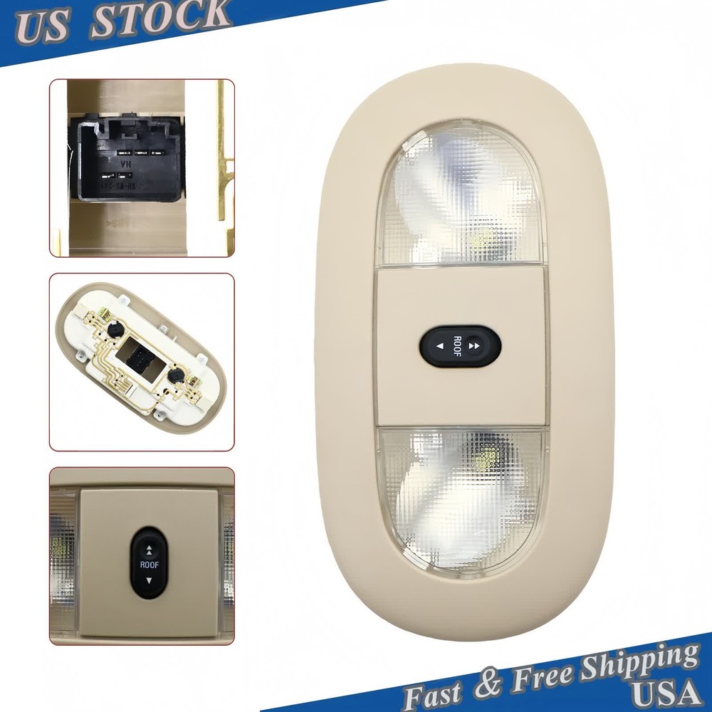 LED Front Overhead Console with Dome Map Light & Sunroof Switch for Ford Beige