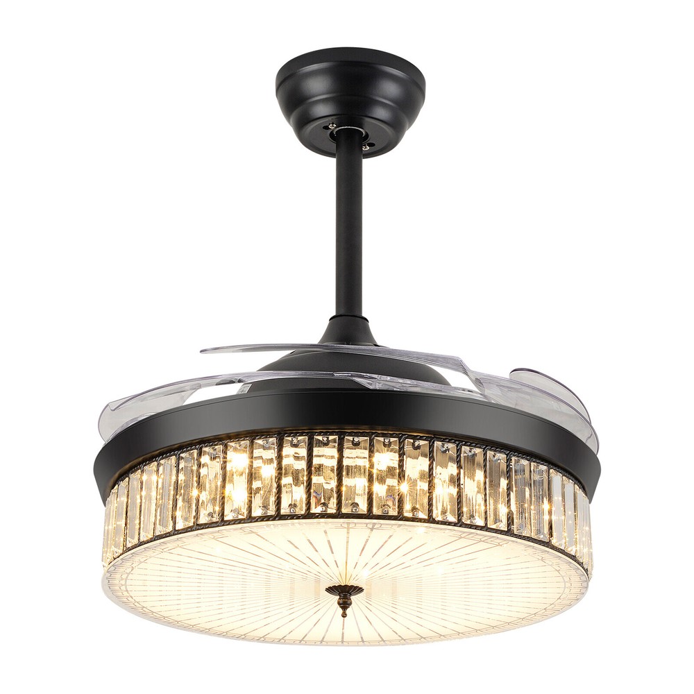 42 Inch Retractable LED Ceiling Fan Light with Remote Control and Timer