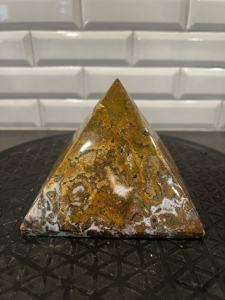Gorgeous Agate Pyramid With Moss. Heavy Solid Crystal!