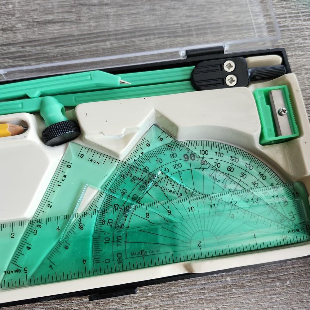 Maped Study Geometry 10 Piece Green Set, In Carry Case