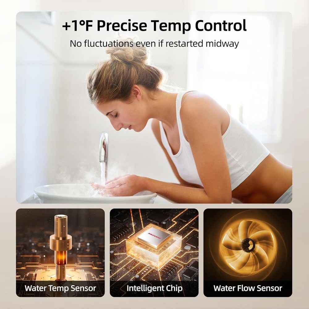 MIZUDO 8000W 240V Electric Tankless Water Heater LED Display Touch Control