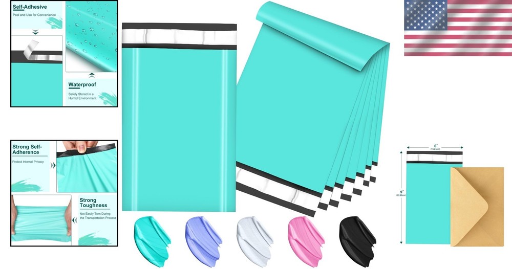 Stylish 120 Pack 6x9 Teal Poly Mailers - Perfect for E-Commerce Shipping Needs