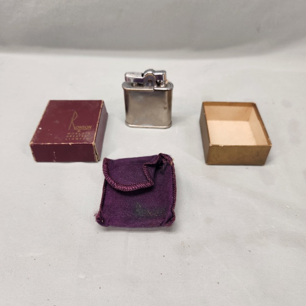 Vintage Ronson Whirlwind Lighter Silver Tone With Box