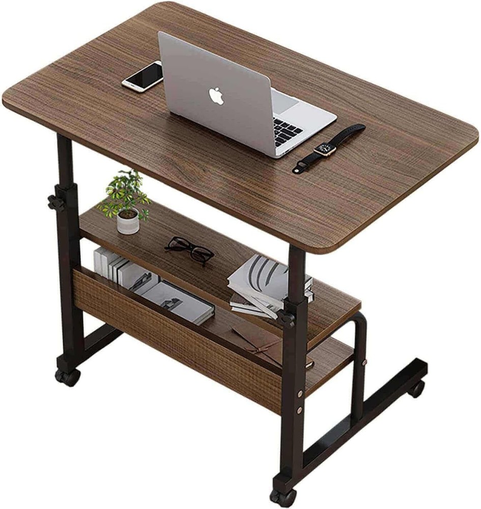 Adjustable Height Mobile Computer Desk Small Space Rolling Table W/ Wheels Desk