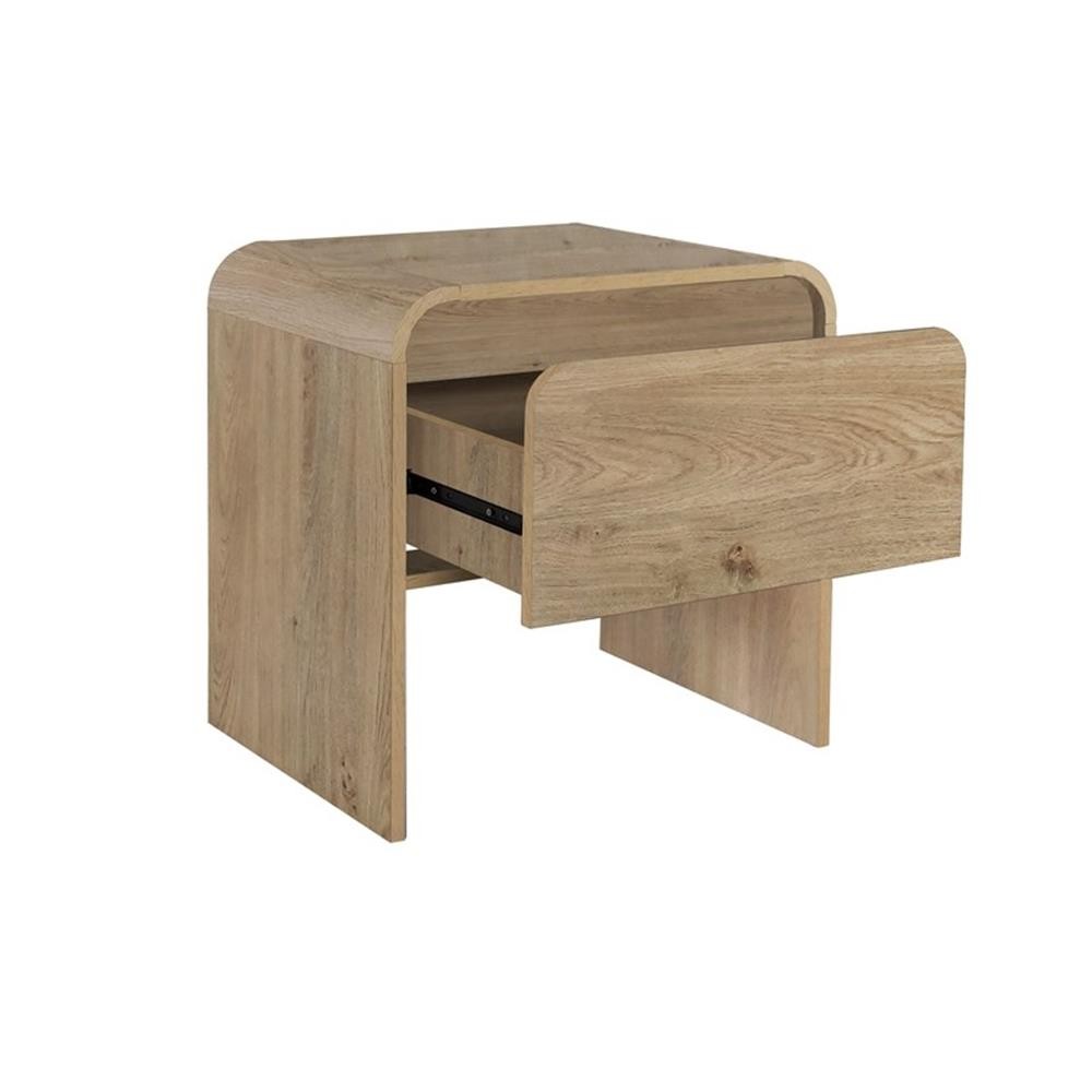 Pemberly Row Transitional Wood 1-Drawer End Table/Bedside Table in Natural