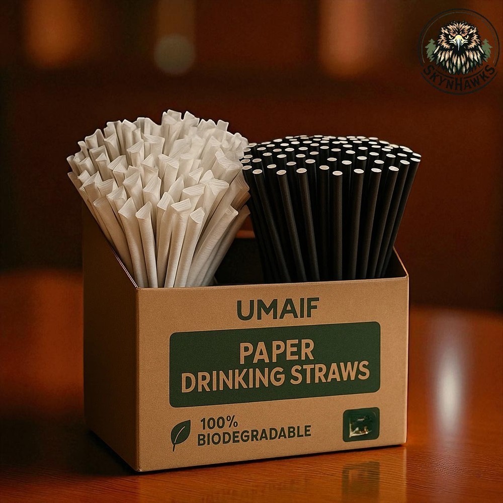 Paper Drinking Wrapped Straws Biodegradable Compostable 1000 Straws 7.75 x 0.24"