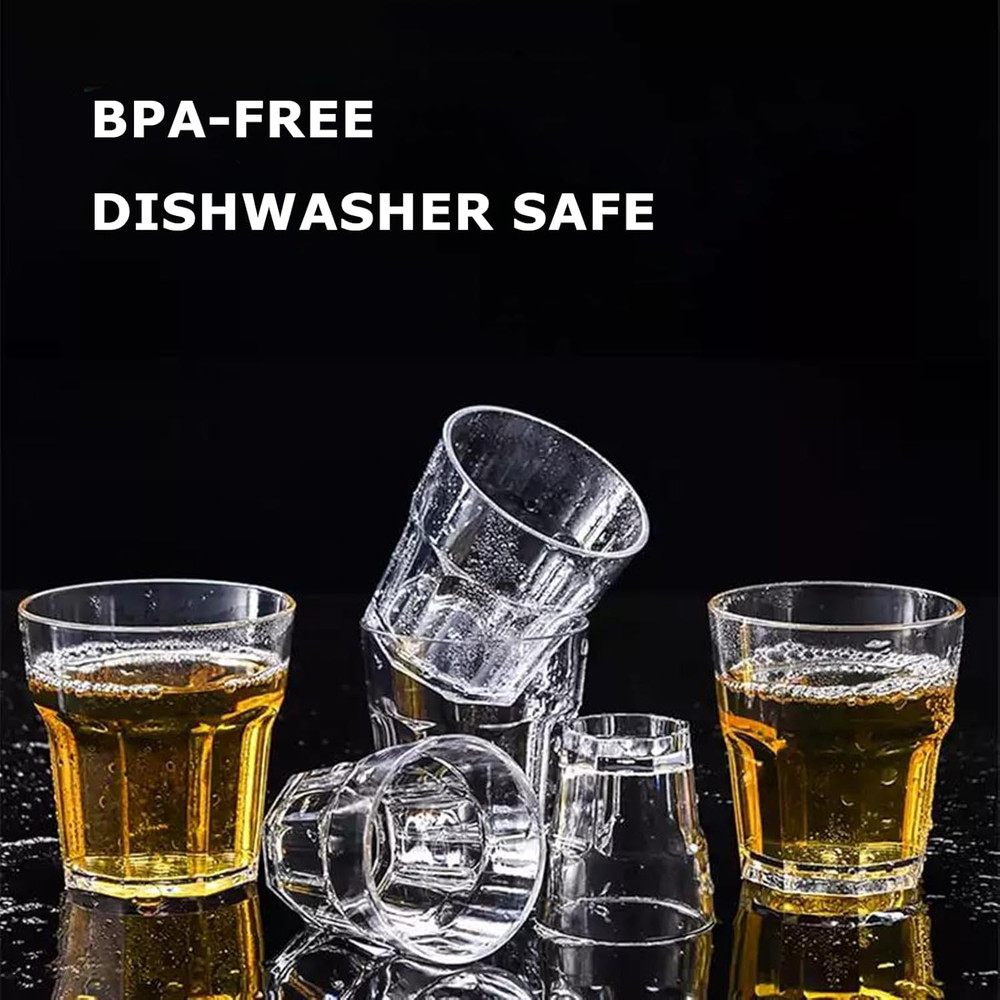 16 Pack 8 Oz Plastic Drinking Glasses BPA Free Unbreakable Juice Cups Stackable