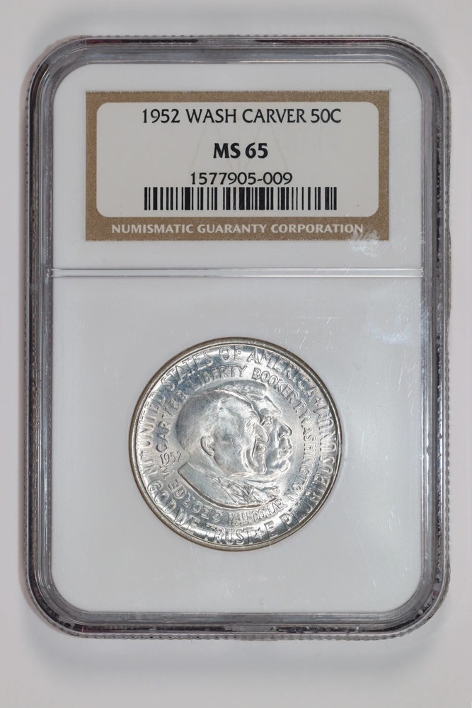 1952 WASHINGTON CARVER COMMEMORATIVE HALF DOLLAR NGC MS65