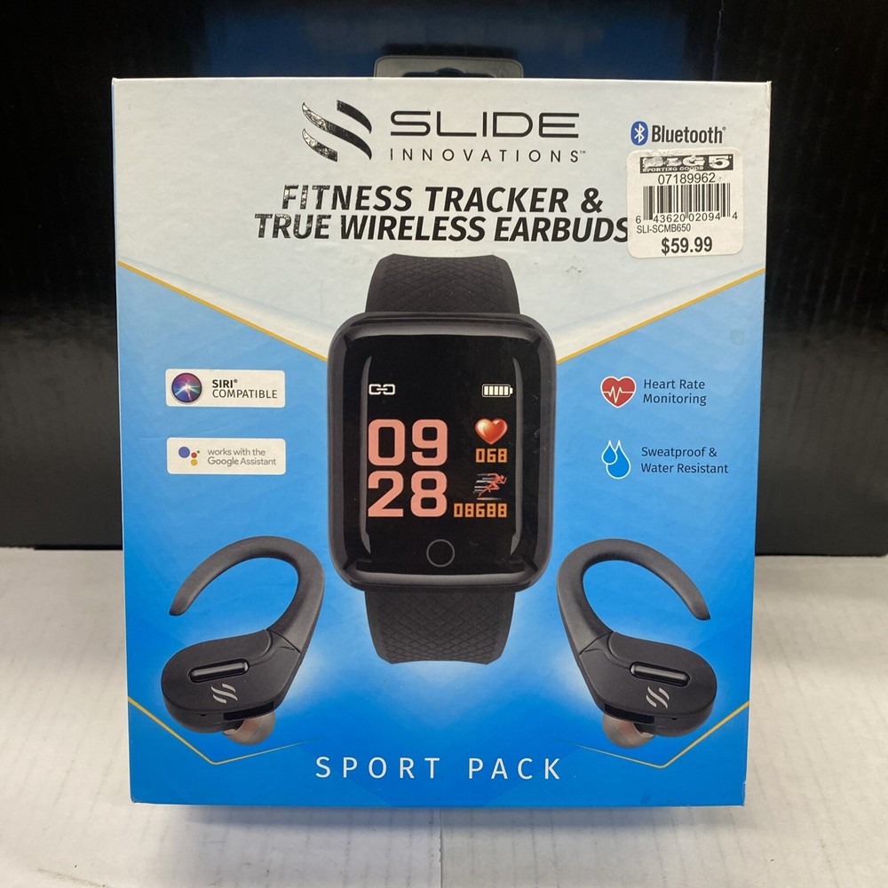 Slide Innovations Bluetooth Fitness Tracker & True Wireless Earbuds - Open Box