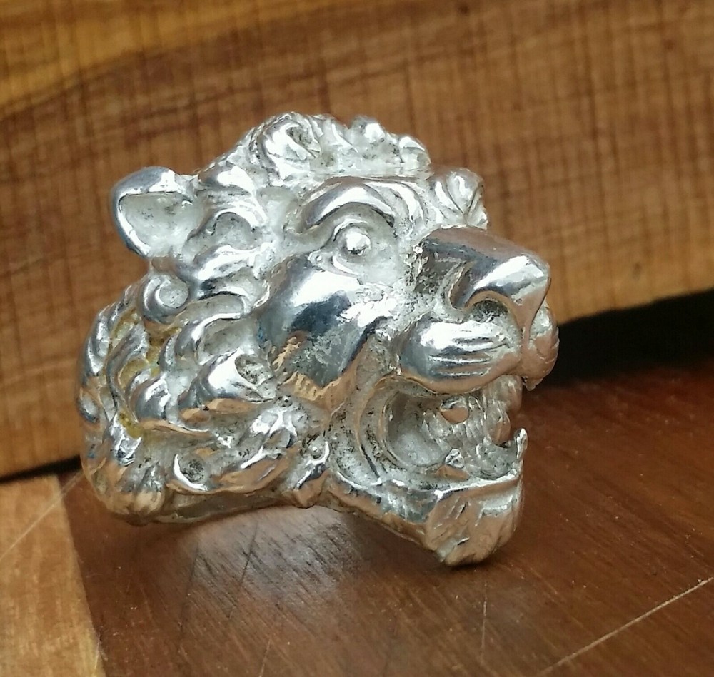 925 MENS SILVER RING SEAL LION SOLID HEAD