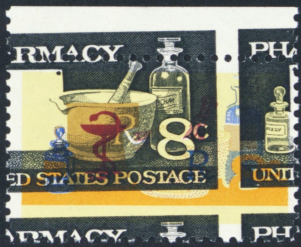 1473, MNH 8¢ Remarkable Color Shift Misperf Freak Error * Stuart Katz
