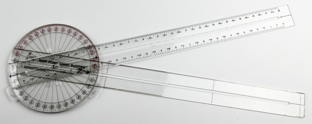 Protractor 2-Arm Navy Point Chart Plotter Tool, 18" ruler, 19 1/2" x 6 1/4"