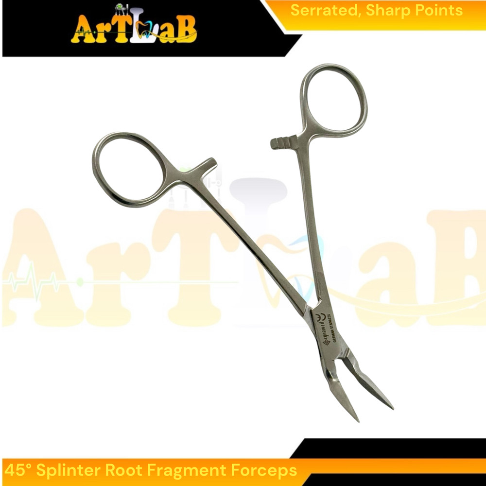 Steiglitz Root Fragment Forceps 45°, 5.5", Sharp Serrated Points, Dental Forceps