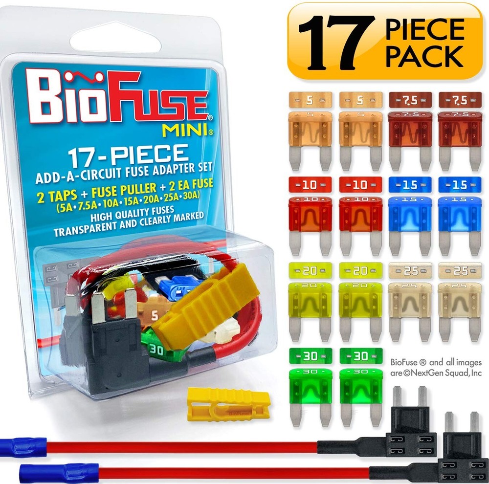 BioFuse® Mini Add Circuit Fuse Tap Adapter Set - 2 Holders - 14 Fuses + puller