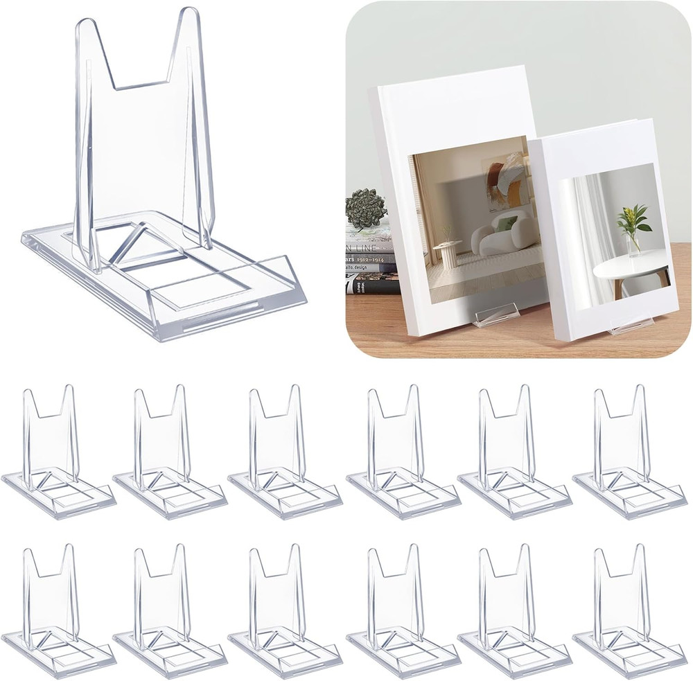 12 Pack Clear Acrylic Adjustable Display Easel Stand for Books Tablets