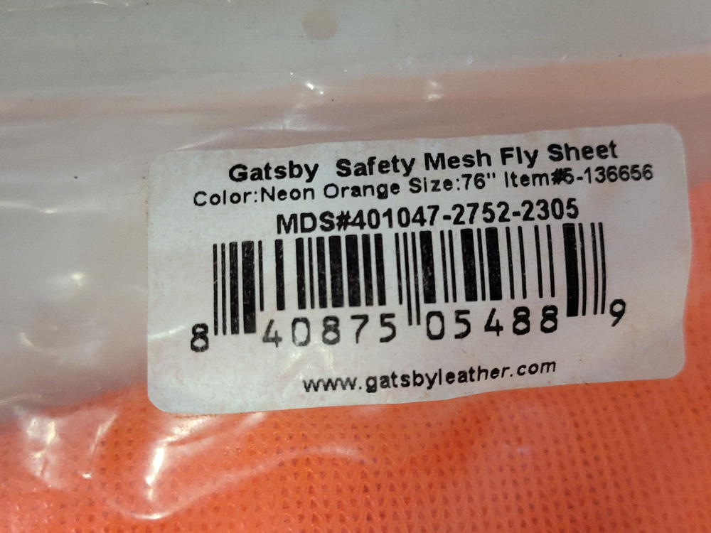 HORSE FLY SHEET 76" SAFETY MESH ORANGE