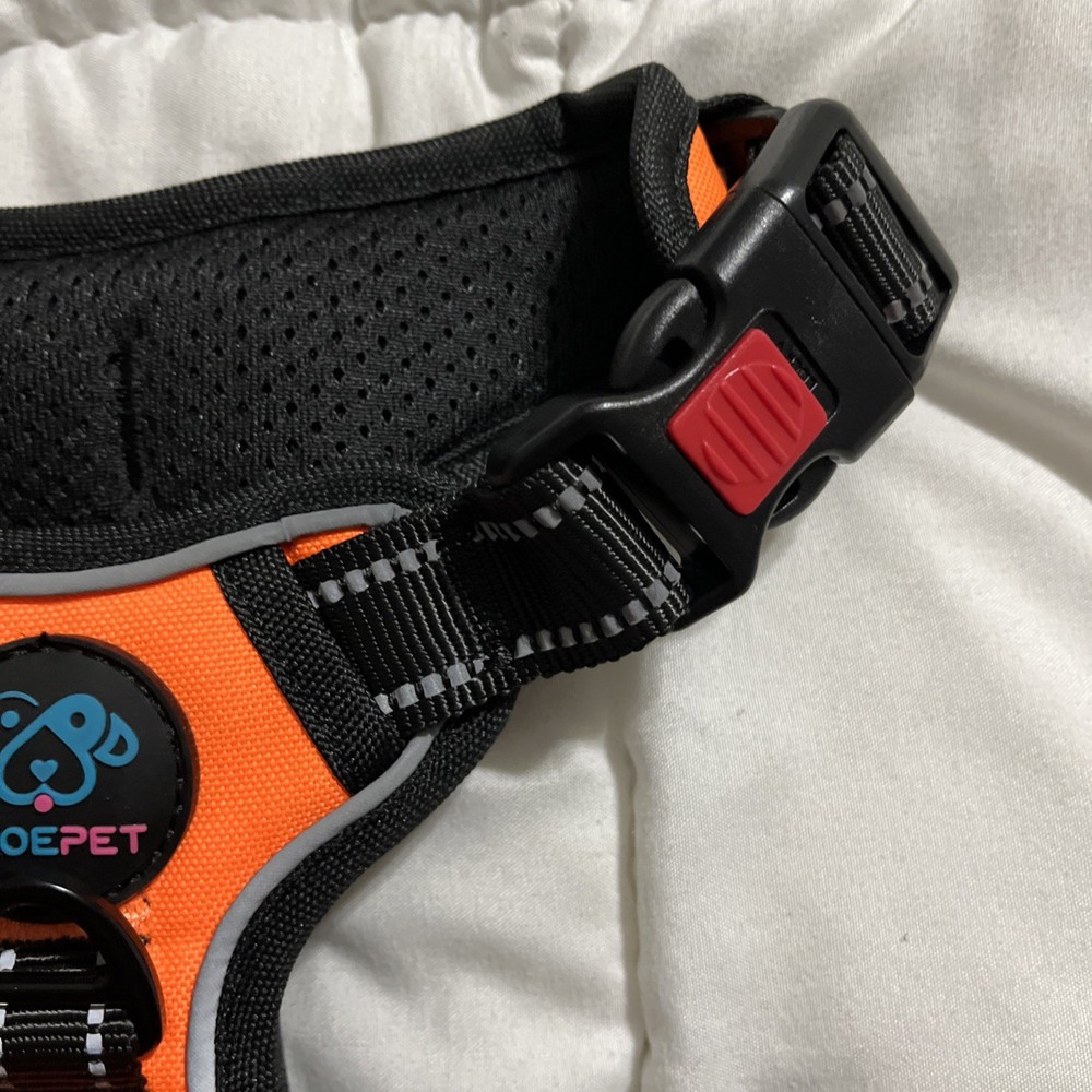 PHOEPET No Pull Dog Harness, Size M Color Neon Orange Adjustable Reflective New