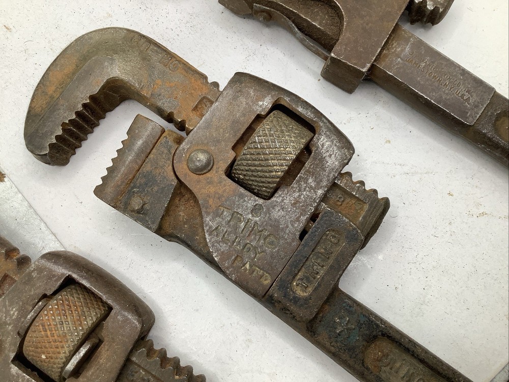 (3) Vintage 8” Pipe Wrenches TRIMO & DANIELSON
