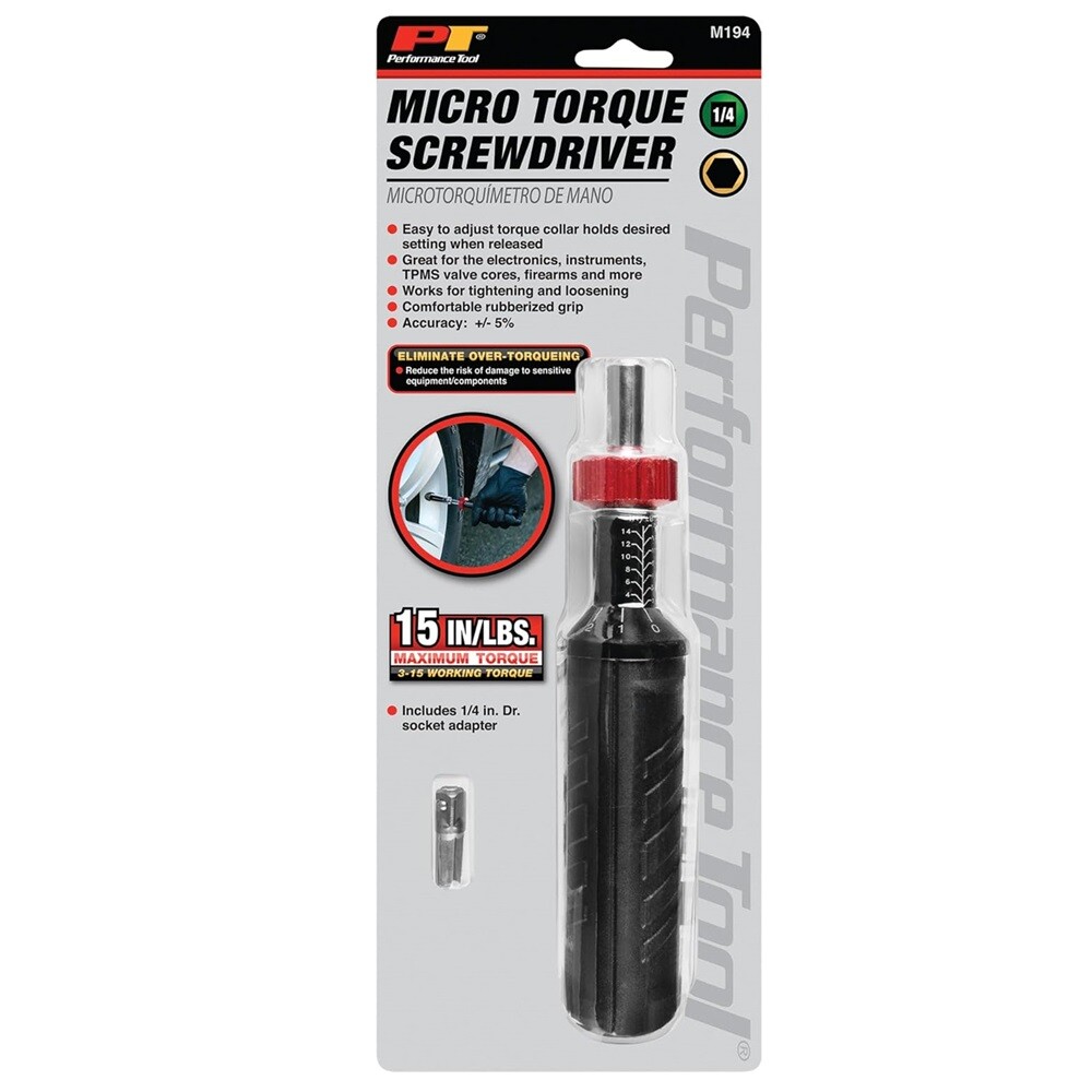 Performance Tool M194 Adjustable Micro Torque Screwdriver (3-15 inch/lbs)