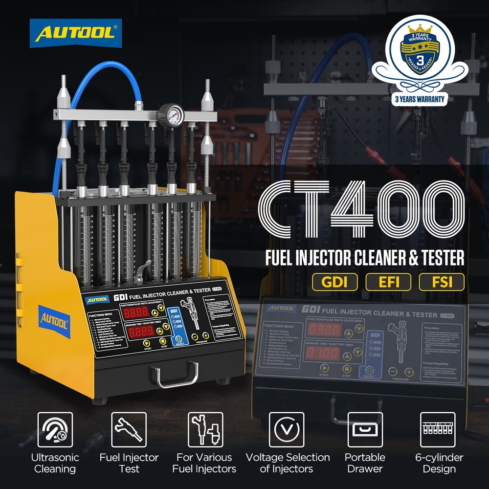 AUTOOL Ultrasonic Fuel Injector Cleaner Tester Machine Touch Screen Heating