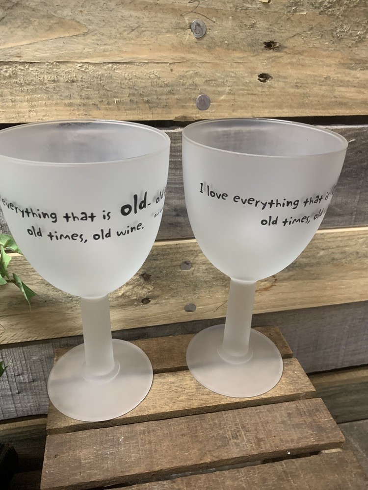 Set of Two “I Love Everything Old” Wine Goblets