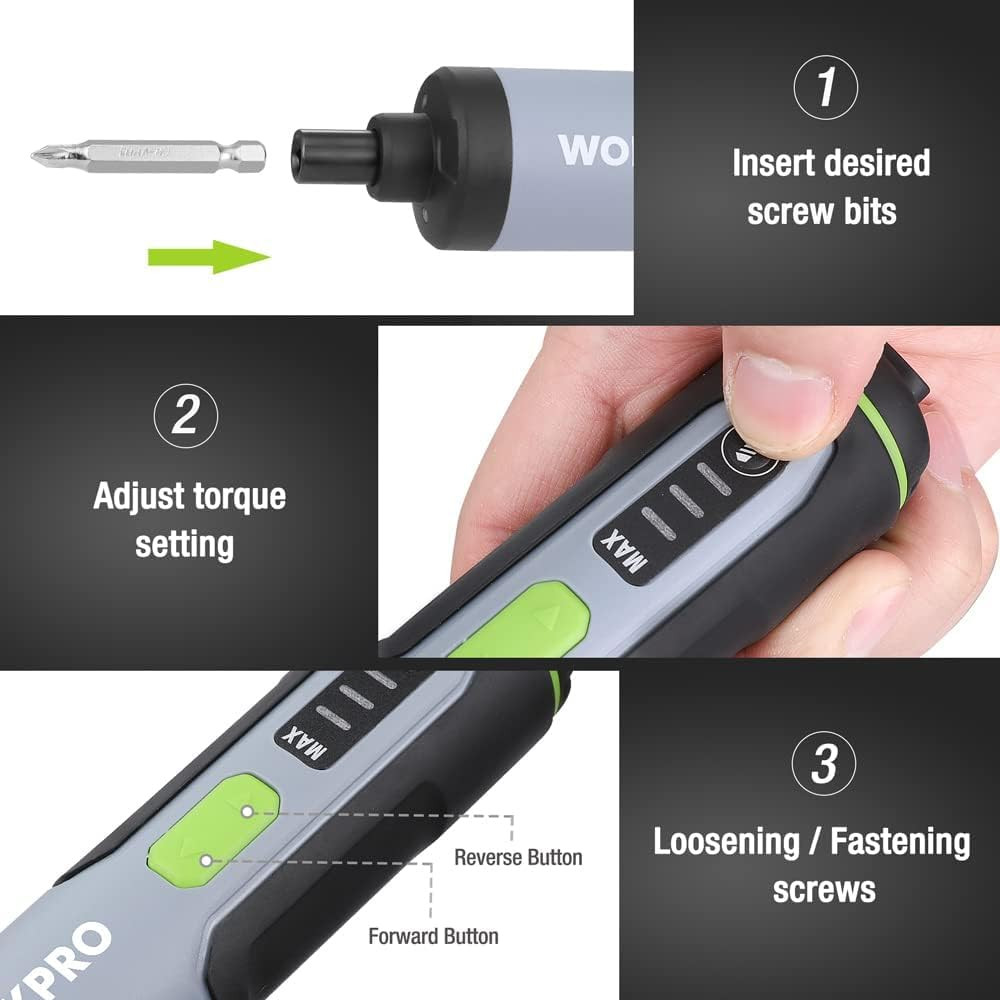 4V Electric Screwdriver, Rechargeable Cordless Screwdriver Set with 35 Bits, Ext