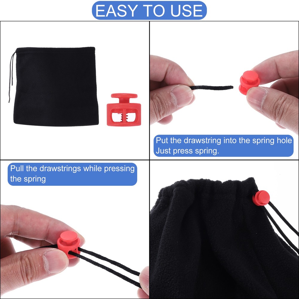 25Pcs Plastic Spring Cord Lock Double Hole Toggle Round Stopper Coffee