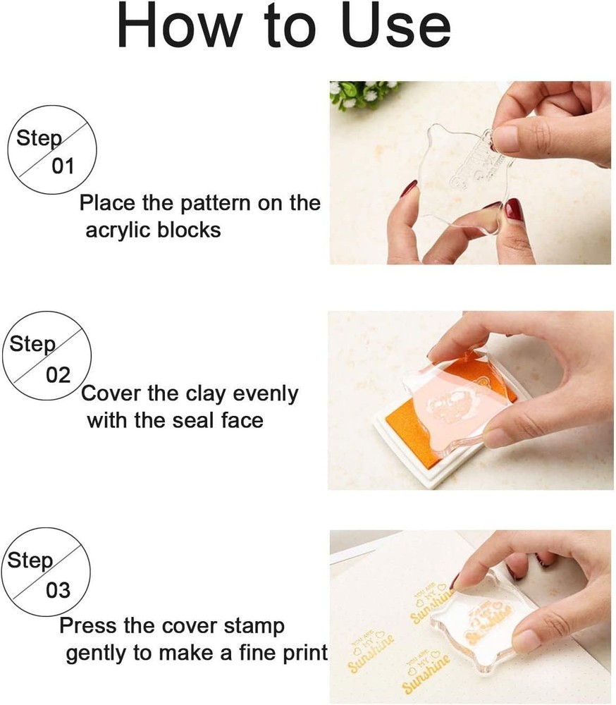 2 Pieces Large Stamp Blocks Acrylic Clear Stamping Tools with Grid...