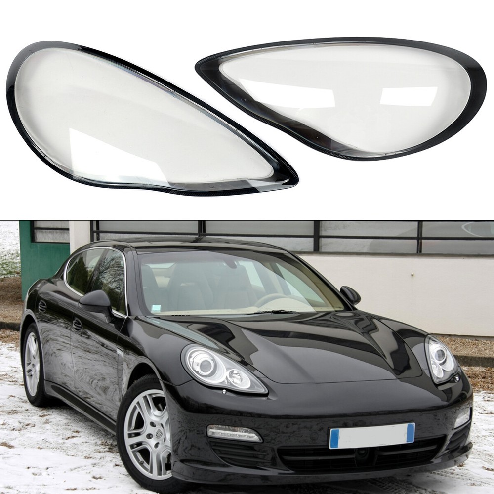 LH+RH Front Headlight Lens Replacement Shell For Porsche Panamera 970 2010-2013