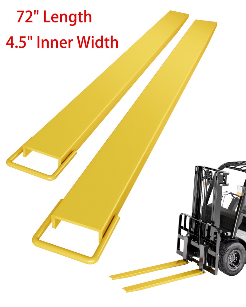 1 Pair Pallet Forklift Extensions 72" Length 4.5" Inner Width Heavy Duty Yellow