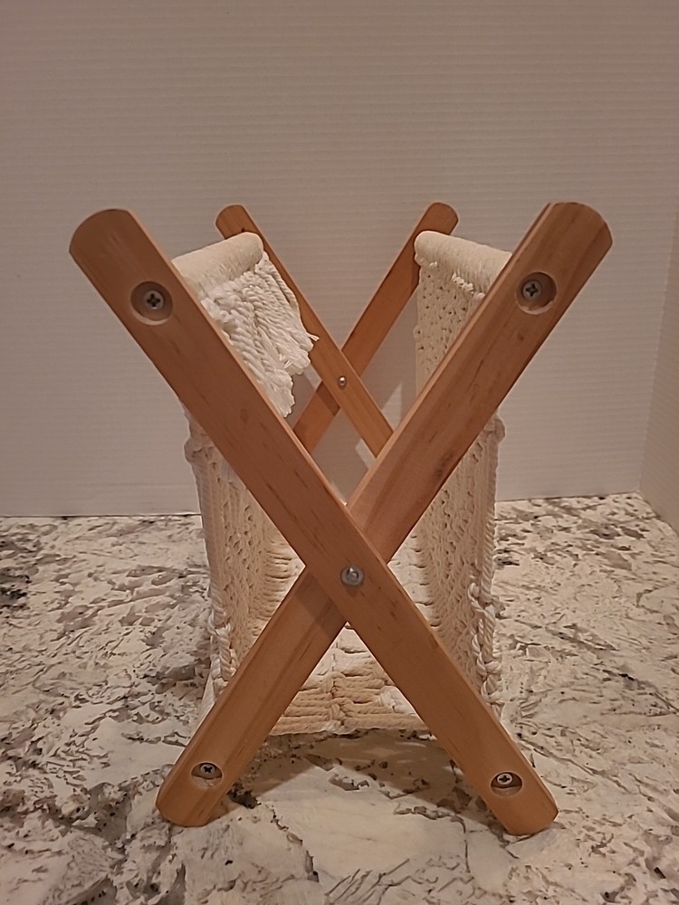 Macrame Magazine Holder Rack Boho Storage Standing Rack Book Newspaper Decor