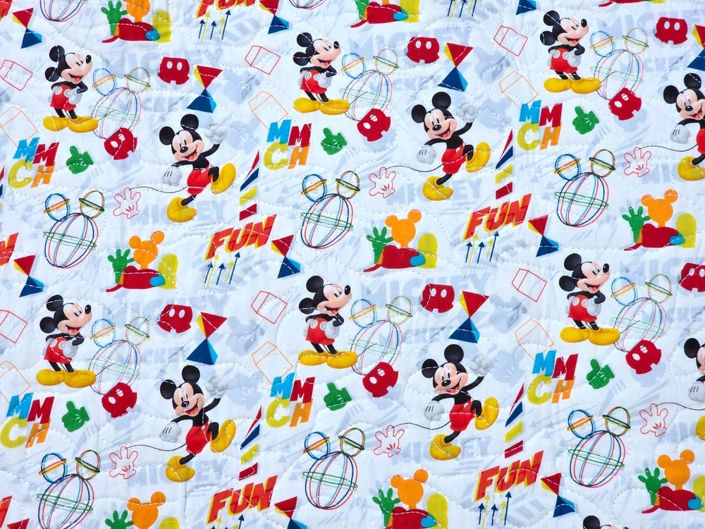 Handmade Quilted Table Runner Disney Mickey Mouse FUN SKETCH BUBBLES