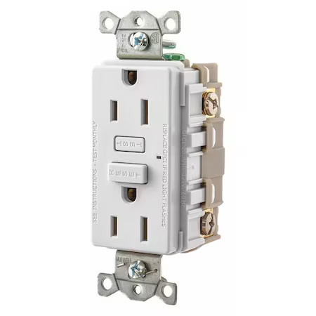 Bryant Gf15w Gfci Receptacle, Self-Testing, 2 Poles