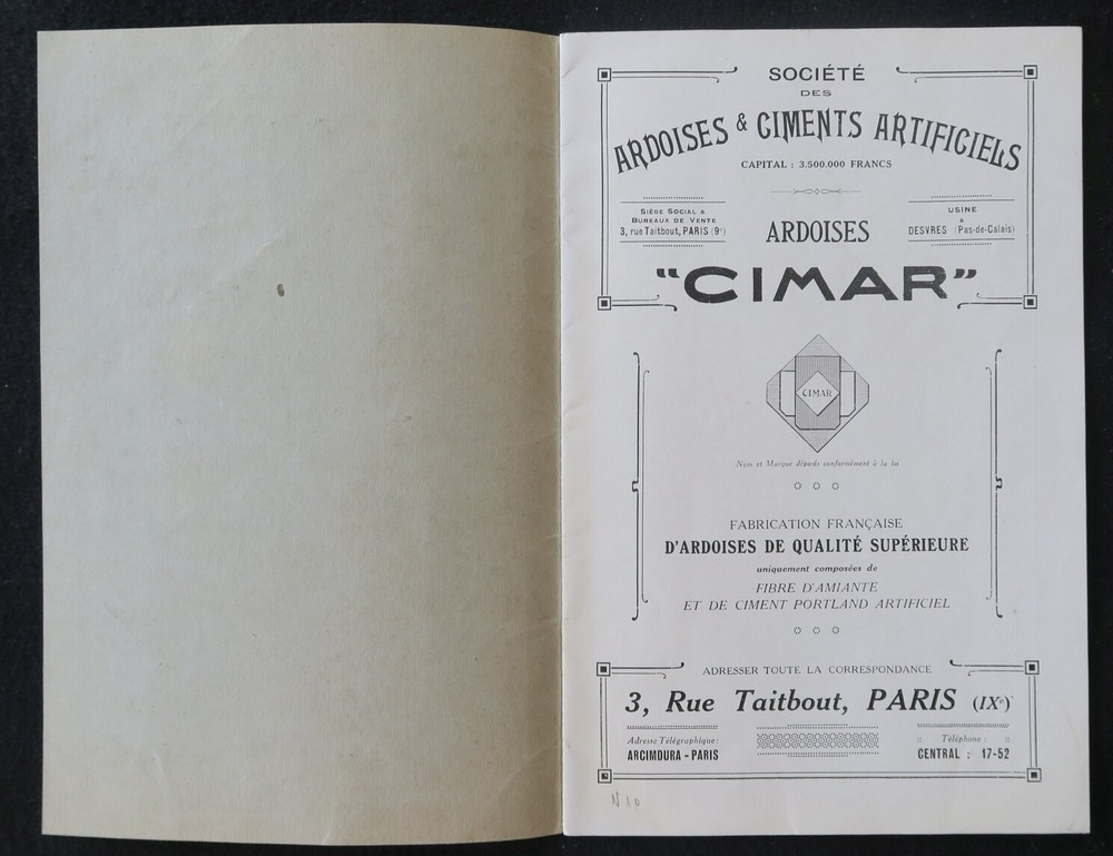 1923 CIMAR Artificial Slate and Cement Catalog Catalog