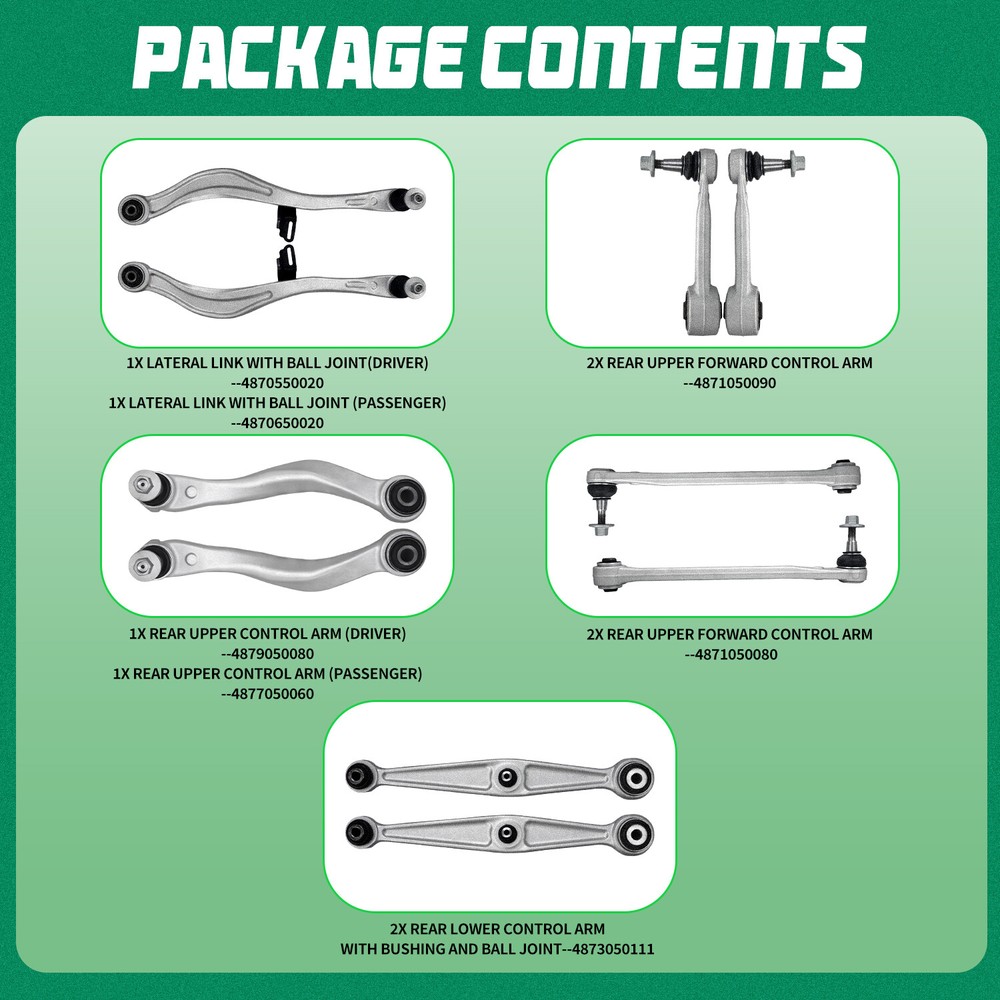 Front Upper Lower Forward Rearward Control Arms 26Pcs for Lexus 2007-2017 LS460