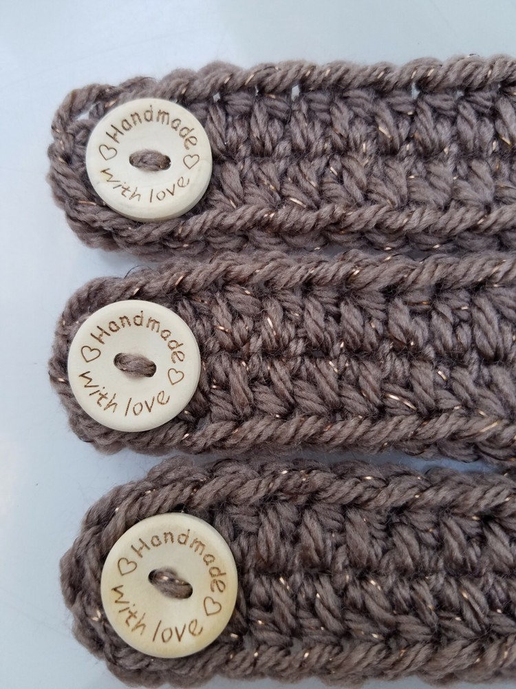 3 Ear Savers Crochet Ear Protector Face Mask Extender MEDIUM Handmade BROWN